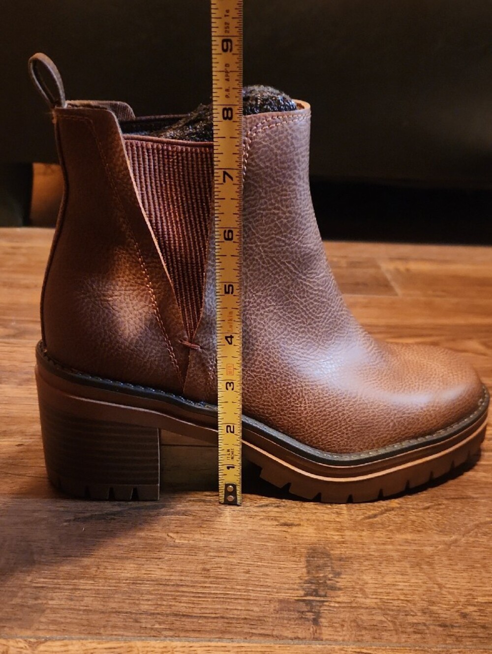 Women MIA Chestnut Brown Chelsea Booties with Elastic Panels - Picture 11 of 11